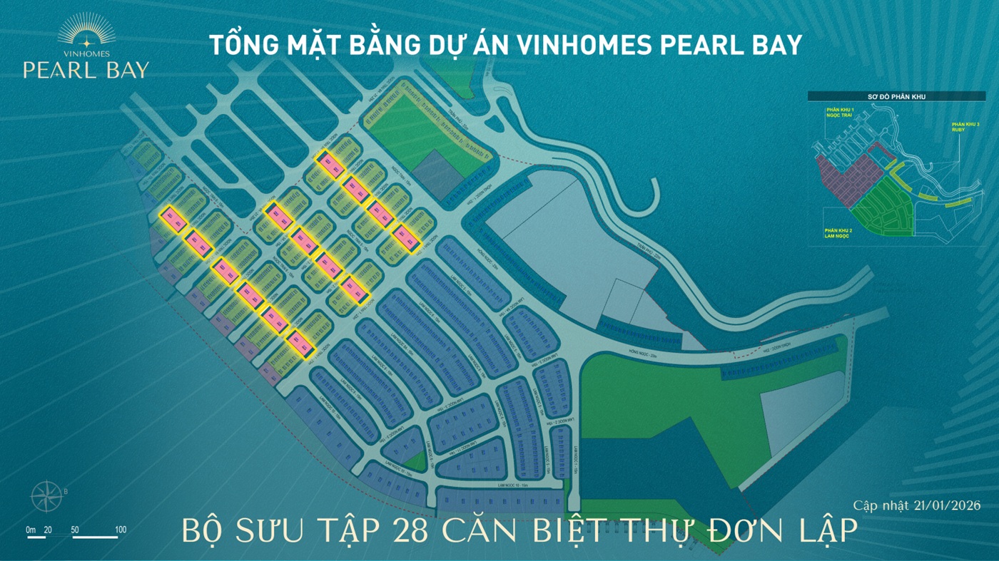 Mặt bằng biệt thự đơn lập phân khu Ngọc Trai 